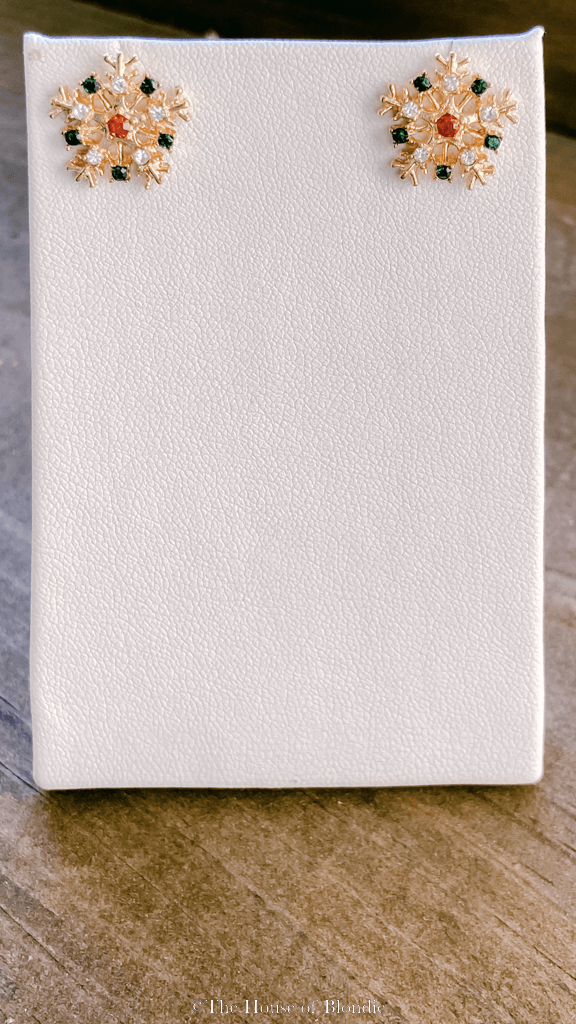 Snowflake Rhinestone Stud Earrings by www.thehouseofblondie.com