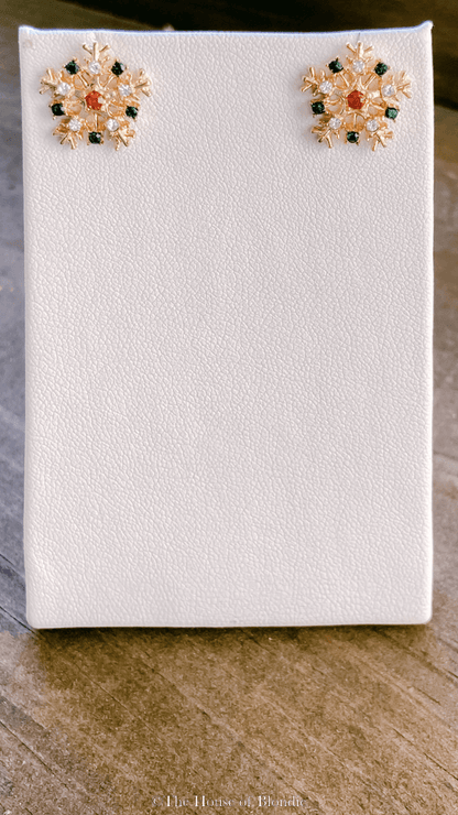 Snowflake Rhinestone Stud Earrings by www.thehouseofblondie.com