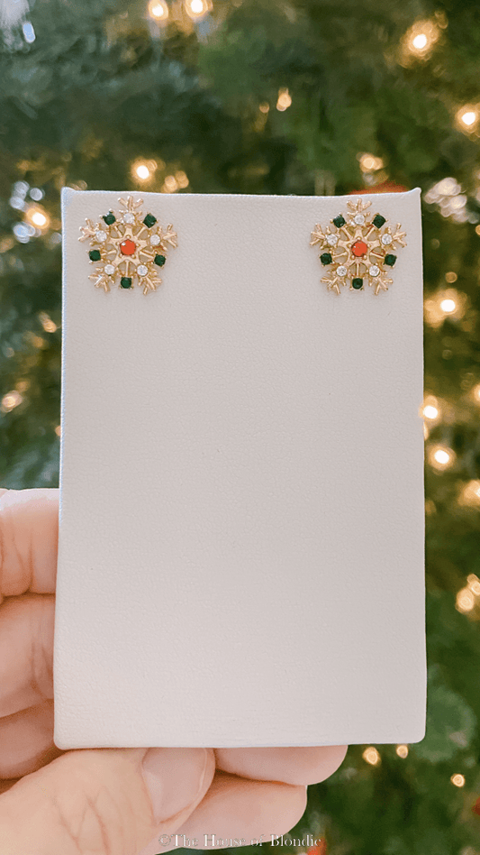 Snowflake Rhinestone Stud Earrings by www.thehouseofblondie.com