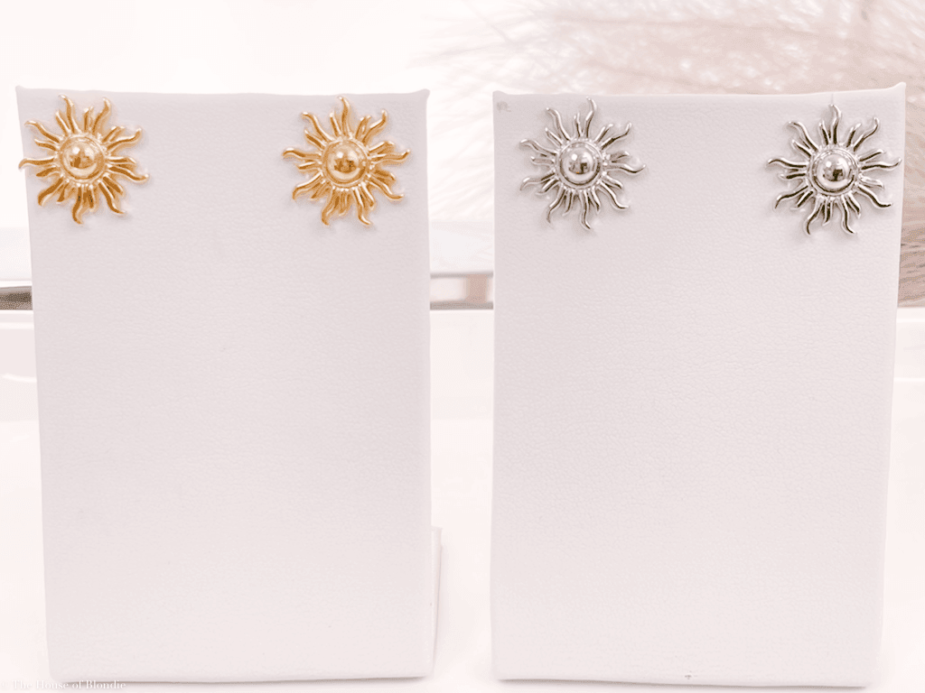 Sun Stud Earrings (14K GOLD or STERLING SILVER DIPPED) by www.thehouseofblondie.com
