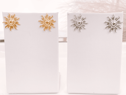 Sun Stud Earrings (14K GOLD or STERLING SILVER DIPPED) by www.thehouseofblondie.com