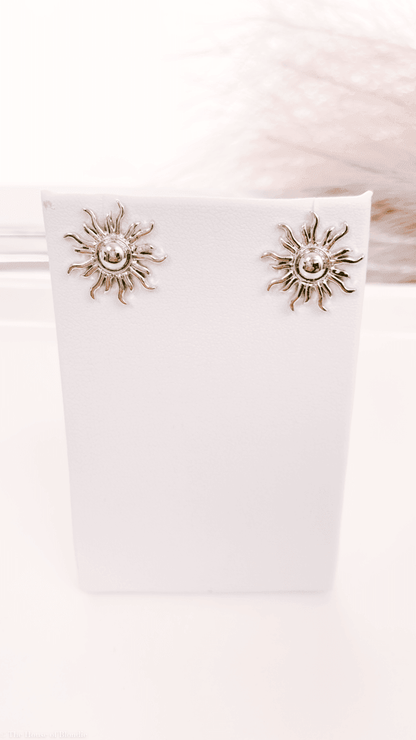 Sun Stud Earrings (14K GOLD or STERLING SILVER DIPPED) by www.thehouseofblondie.com