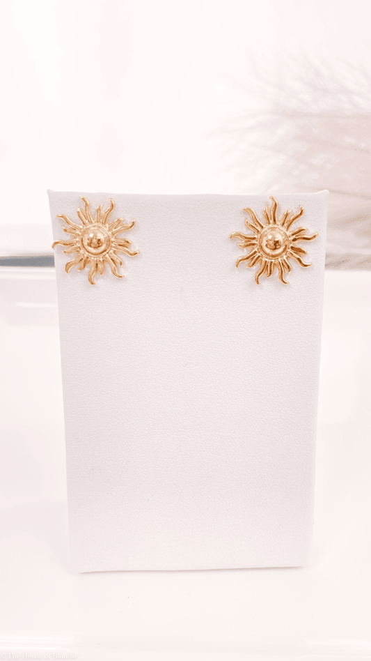 Sun Stud Earrings (14K GOLD or STERLING SILVER DIPPED) by www.thehouseofblondie.com