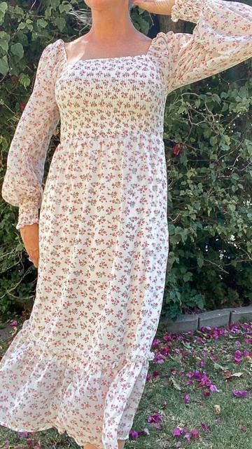 Tallulah Square Neckline Ditsy Floral Midi Dress by www.thehouseofblondie.com
