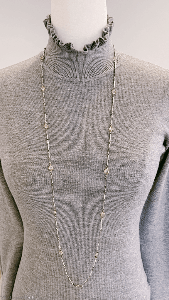 Lydia Ruffle Tip Grey Mock Neck Sweater by www.thehouseofblondie.com